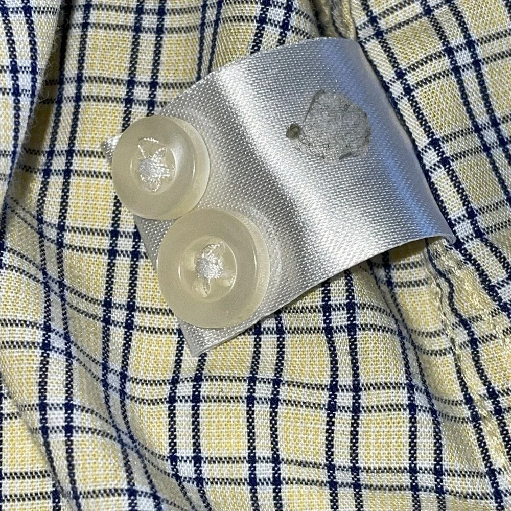 Us Polo Assn Shirt Mens L Plaid Casual Yellow Blue Button Up LS‎ Pocket Logo